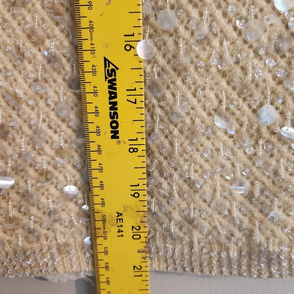 Vintage 60s CYN LES Hand Beaded Cream Wool Sequin Paillette Sweater Vest‎ Small - Picture 8 of 10